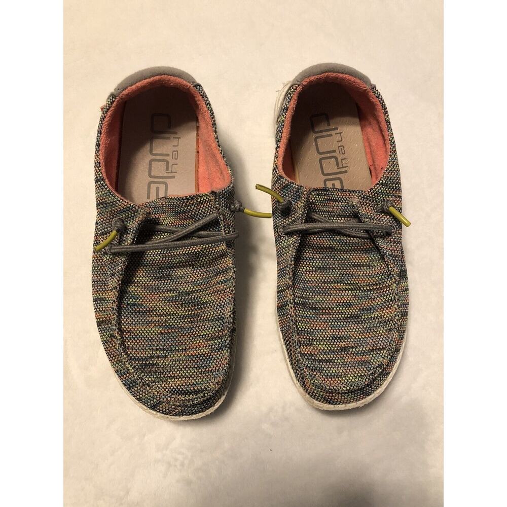Hey Dude Womens Size 7 Wendy Sox Peacock Pink Slip Ons Cottagecore Coastal Boho
